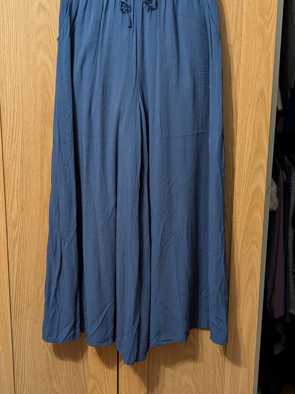Relaxed Maxi Skirt in Deep Blue with Drawstring Waist